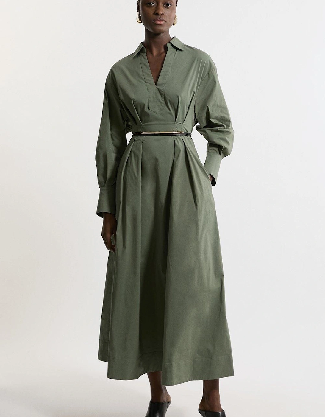 Poplin Balloon Sleeve Woven Shirt Dress, 2 of 1