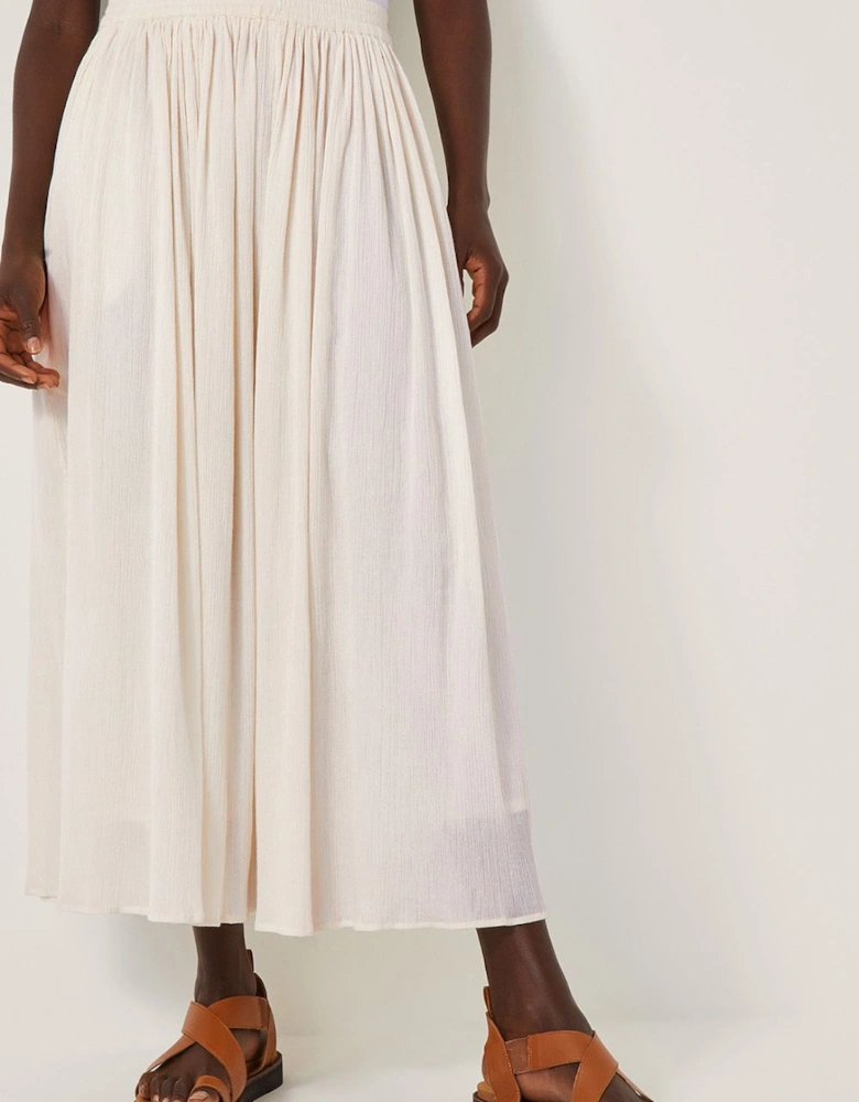 Bethany Crinkle Midi Skirt Cream
