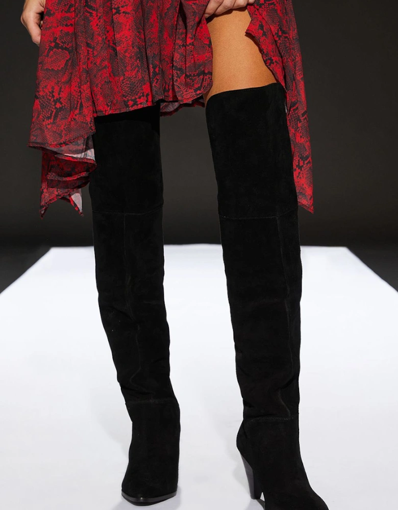 Suede Heeled Over The Knee Boots