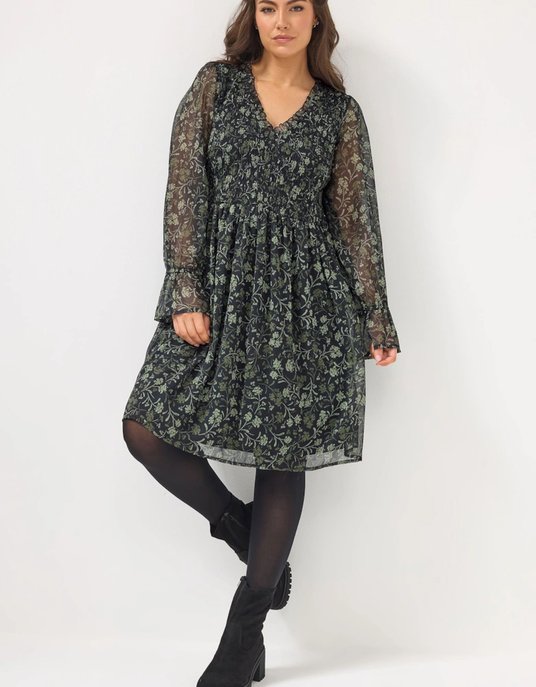 Floral Shirred Mini Dress