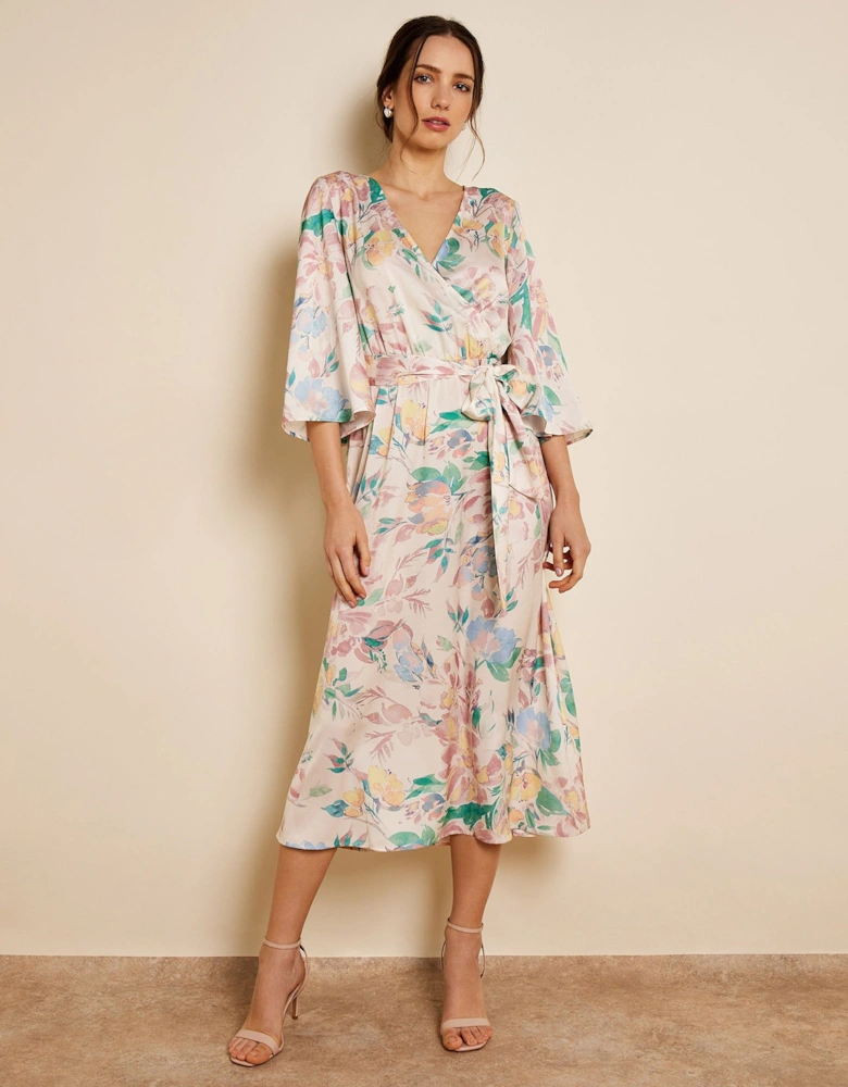 Julia Satin Printed Midi Dress