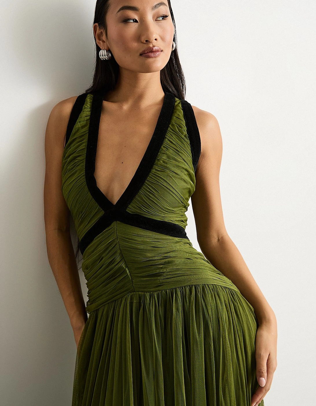 Petite Velvet Trim Tulle Maxi Dress, 2 of 1