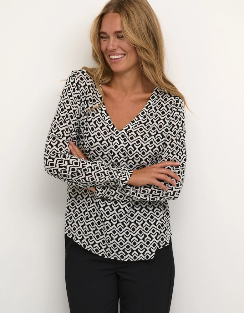 Amber V-Neck Printed Casual Fit Blouse