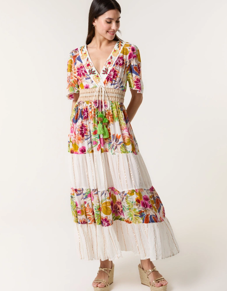 Multi Tropical Tiered Maxi Dress