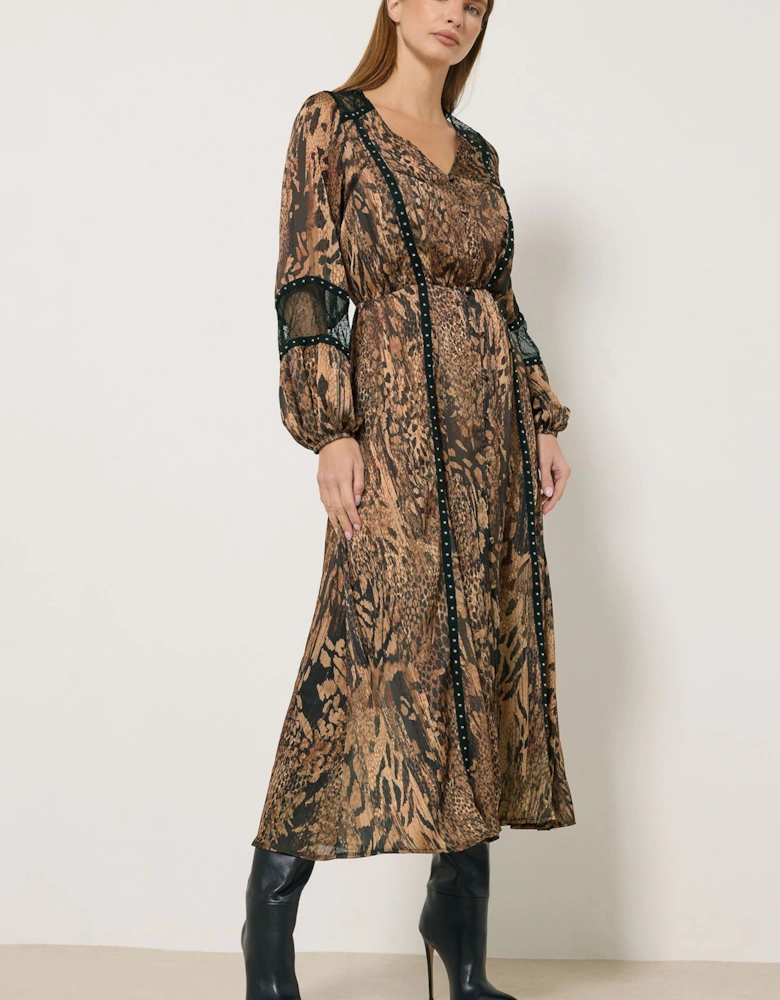 Animal Button Through Midi Dress