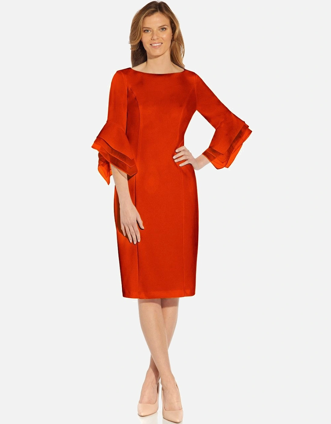 Knit Crepe Tiered Sleeve Dress, 2 of 1