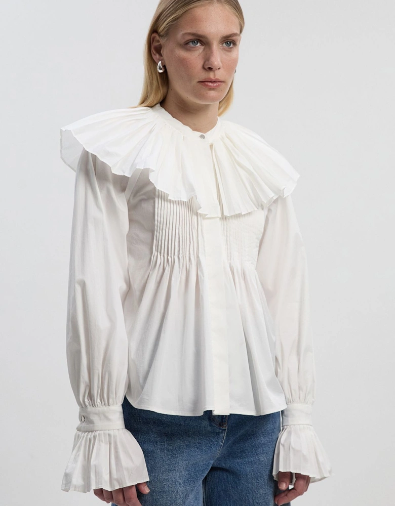 Petite Cotton Poplin Pleat Detail Woven Shirt