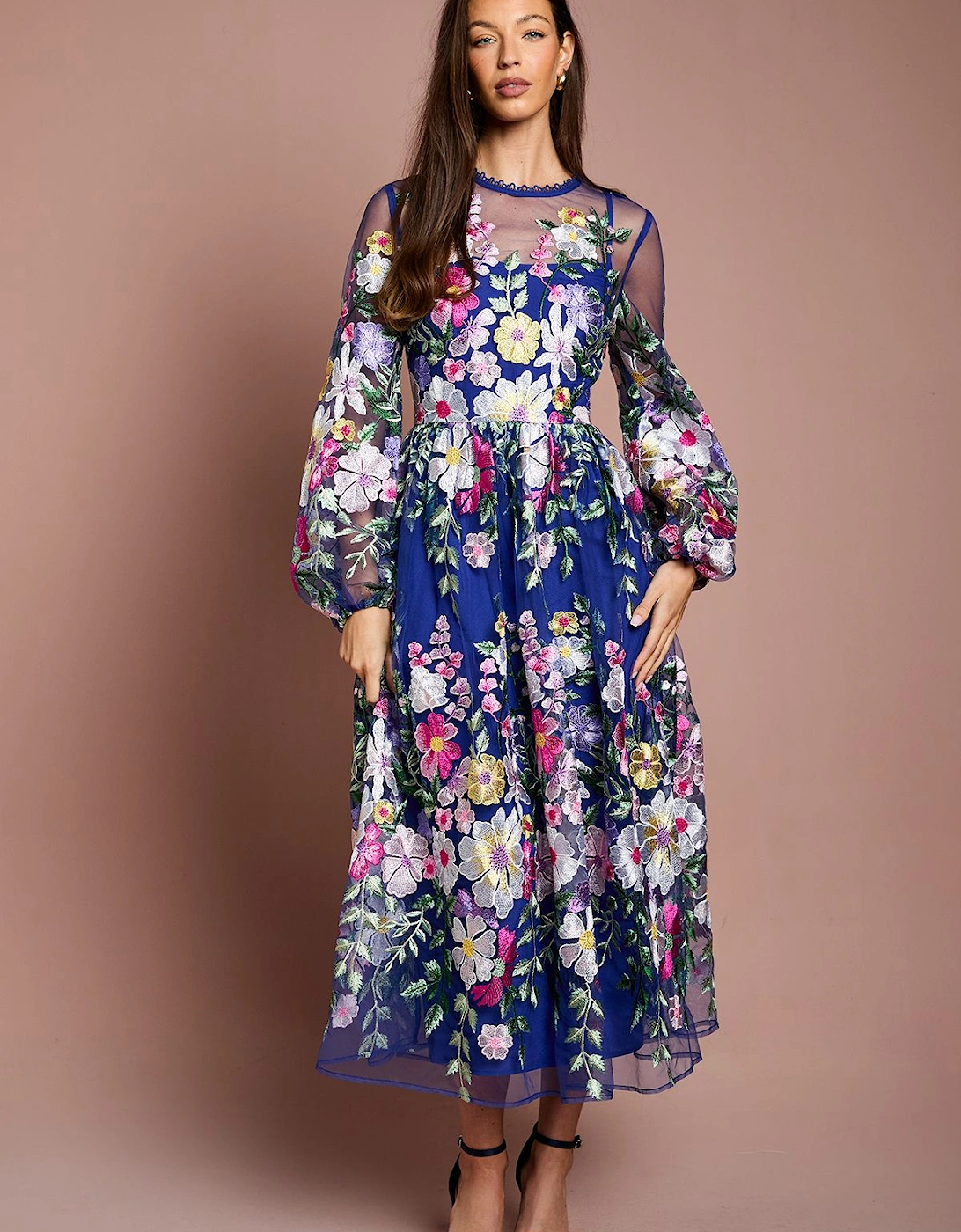 Muse Long Sleeve Embroidered Maxi Dress, 2 of 1