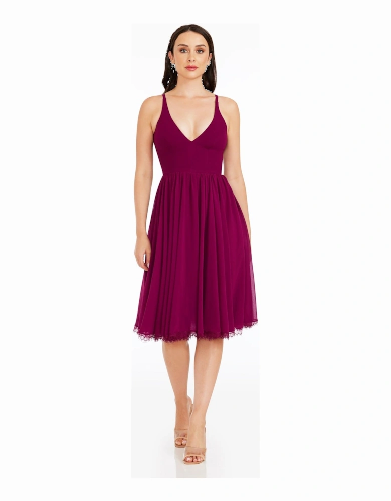 Alicia Plunging Fit And Flare Midi Dress