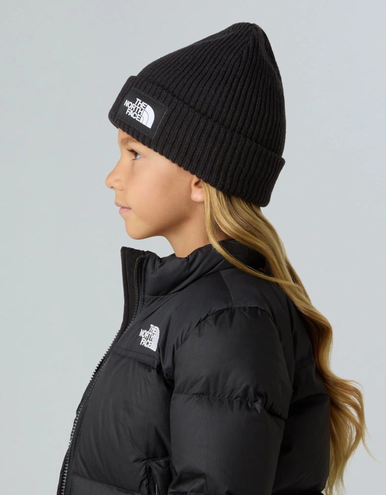 Kids Salty Lined Beanie Hat in Black