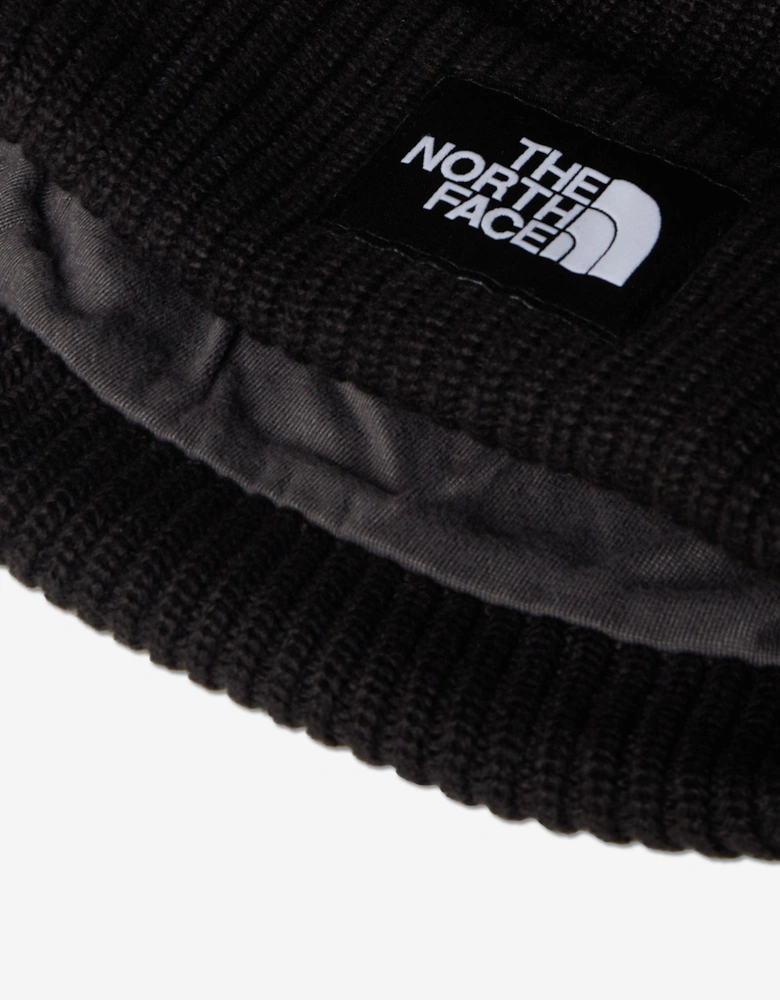 Kids Salty Lined Beanie Hat in Black