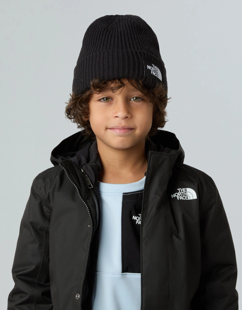 Kids Salty Lined Beanie Hat in Black