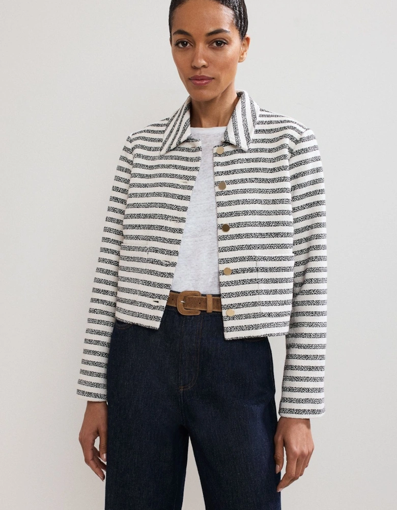 Neave Collared Stripe Crop Jacket