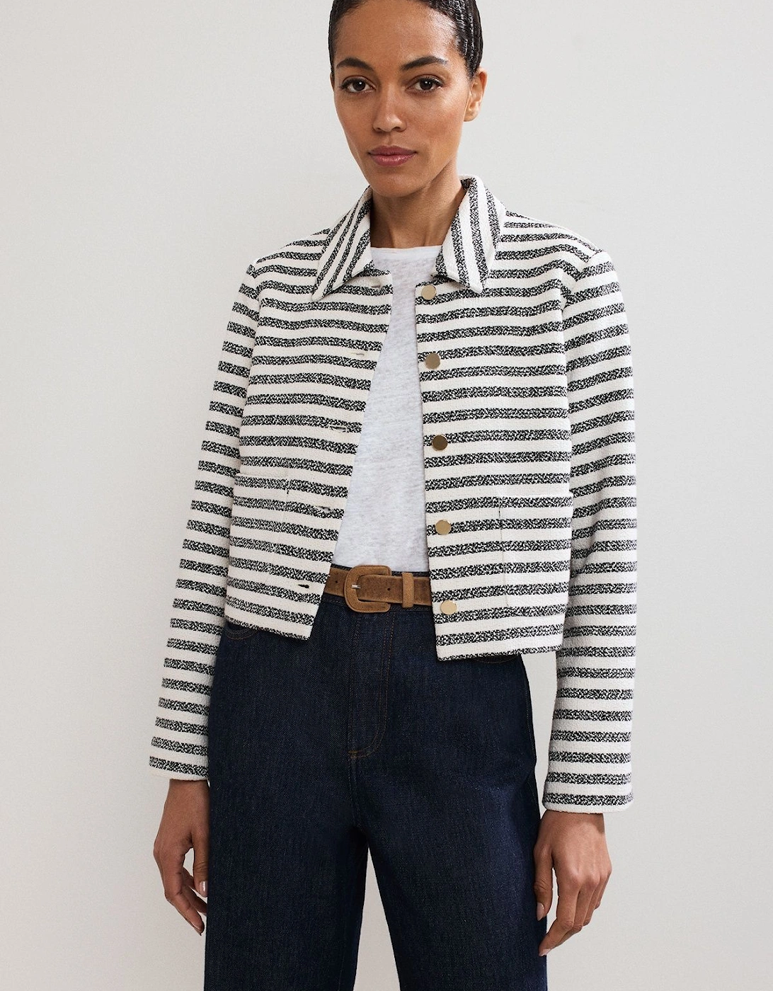 Neave Collared Stripe Crop Jacket, 2 of 1