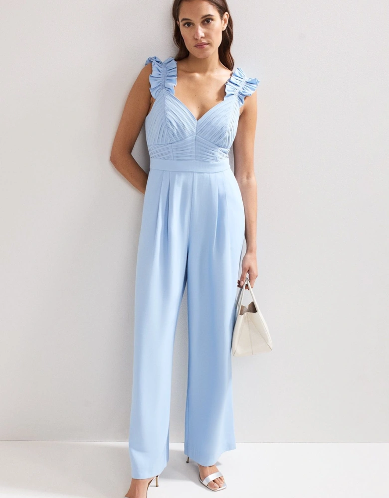 Moira Blue Ruffle Sleeve Jumpsuit