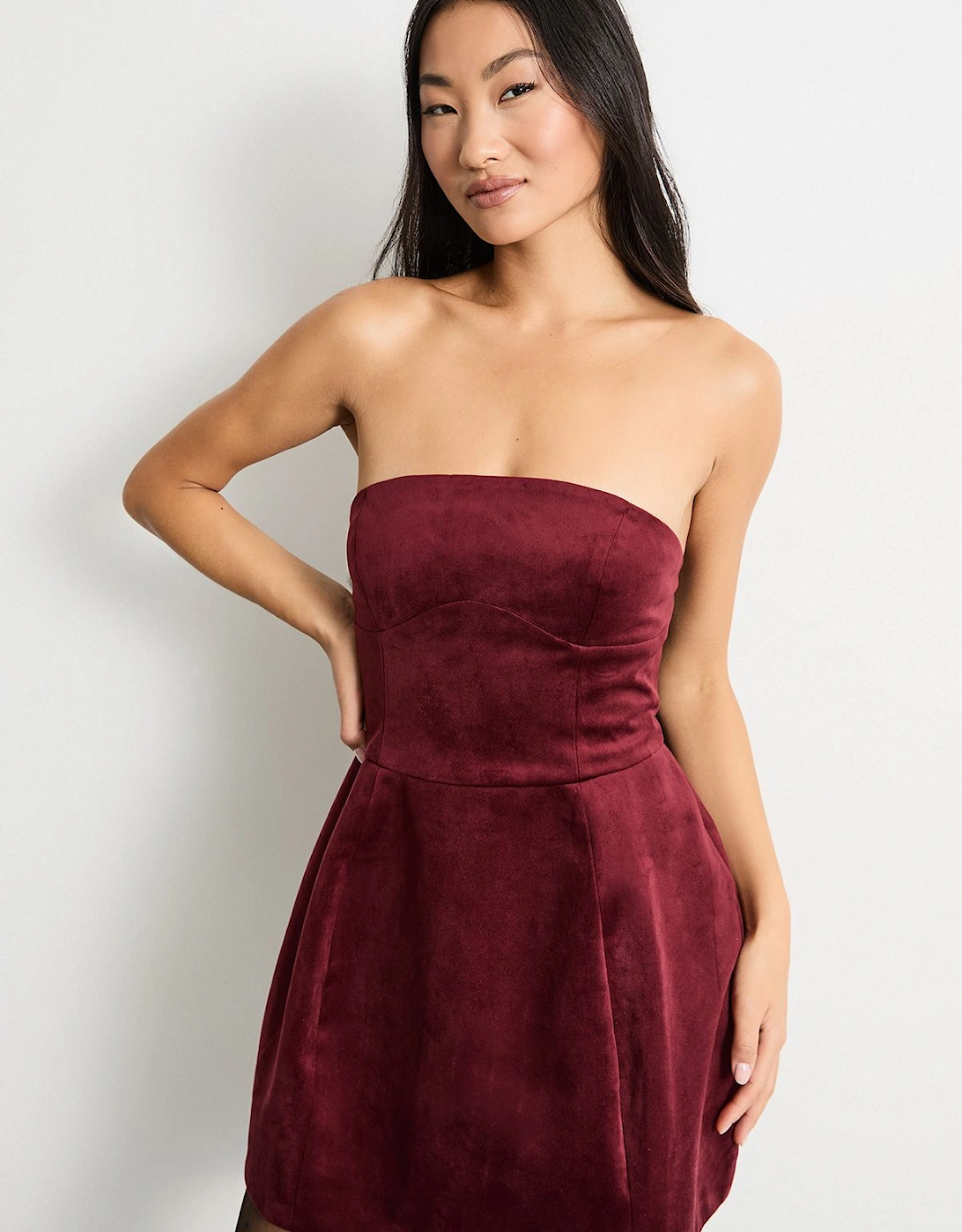 Petite Bonded Velvet Mini Bustier Dress, 2 of 1
