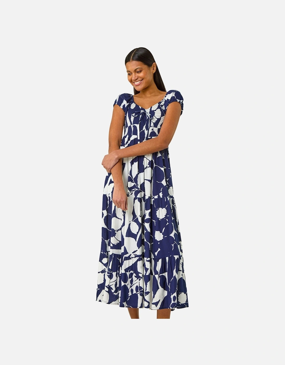 Shadow Floral Tie Tiered Dress, 2 of 1