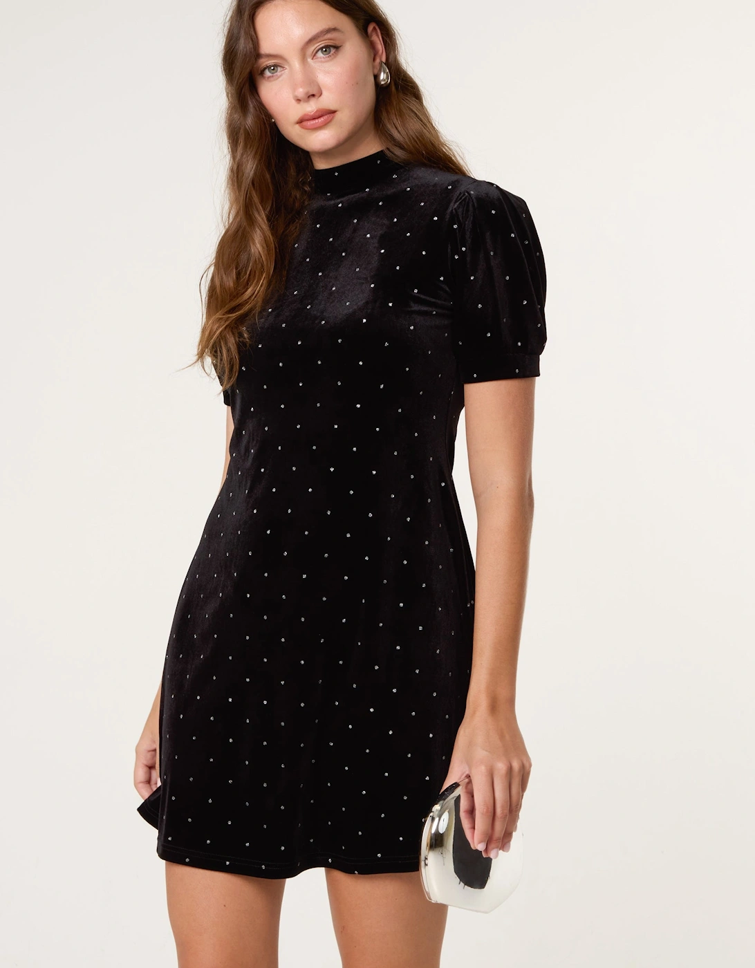 Black Polka Dot Puff Sleeve Dress, 2 of 1