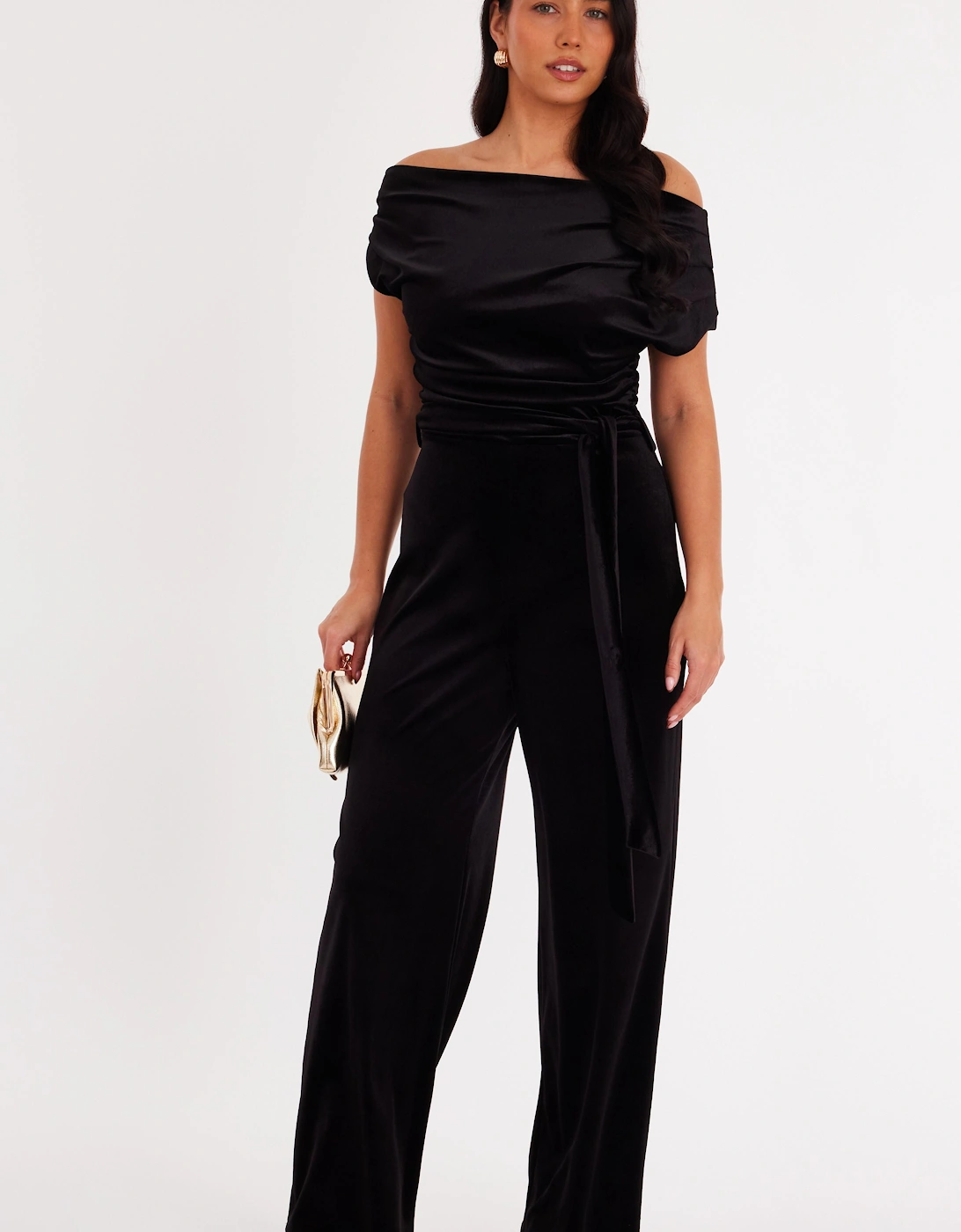 Black Velvet Off The Shoulder Jumpsuit, 2 of 1