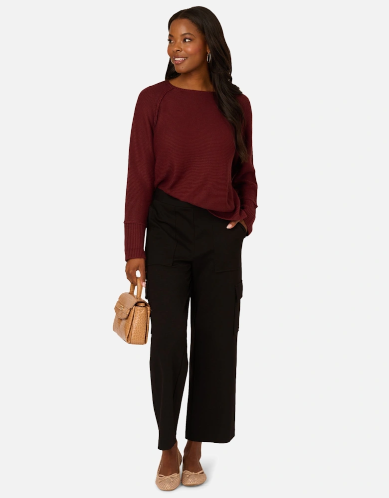 Exposed Seam Seed Stitch Sweater With Long Raglan Sleeves