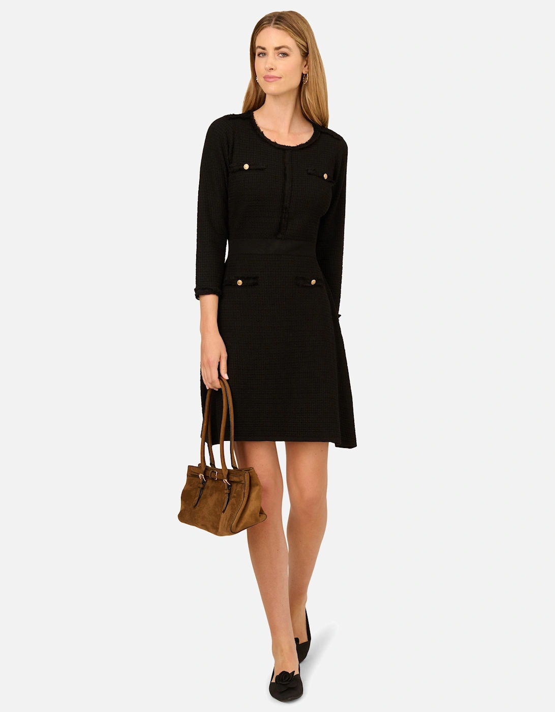 Waffle Textured Fit And Flare Sweater Dress, 2 of 1