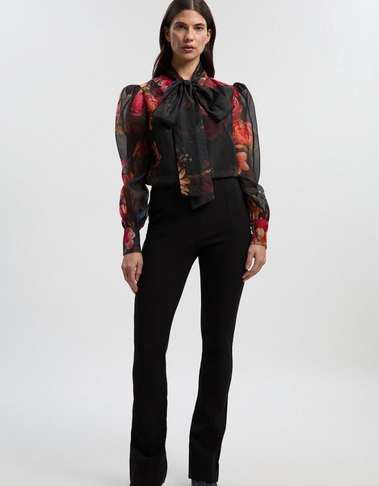 Petite Ponte High Waisted Slit Detail Trouser