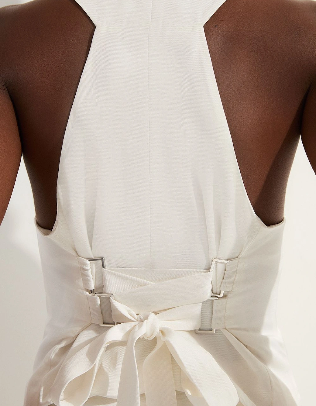 Tailored Viscose Linen Corset Back Detail Waistcoat, 2 of 1