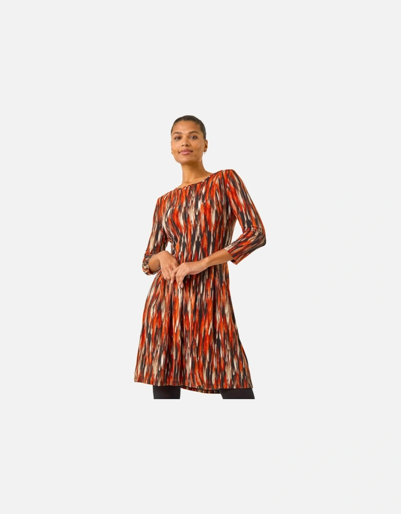 Abstract Print Panel Stretch Dress