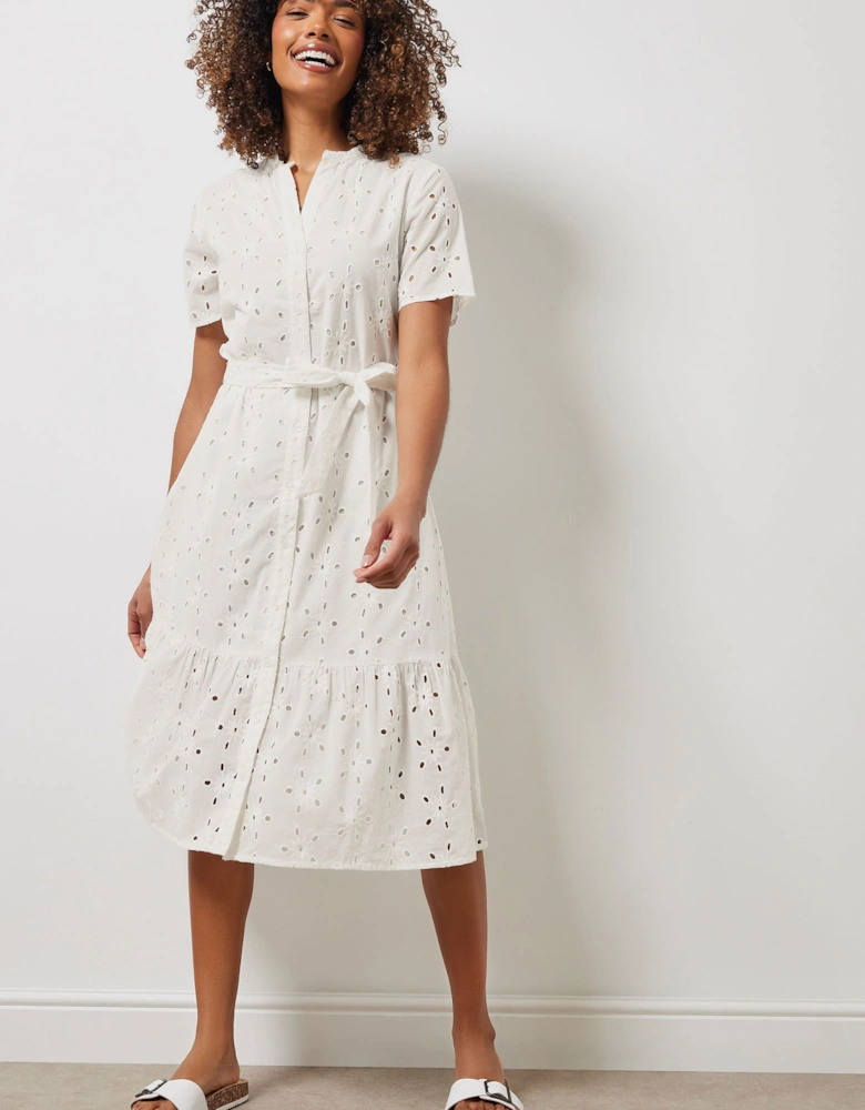 Broderie Button Through Dress