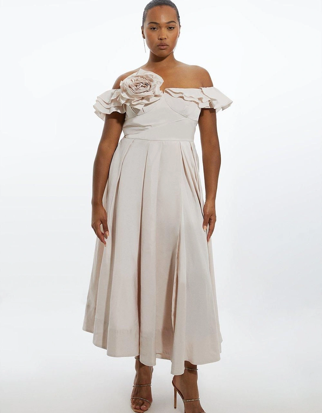 Plus Size Off The Shoulder Taffeta Woven Maxi Dress, 2 of 1