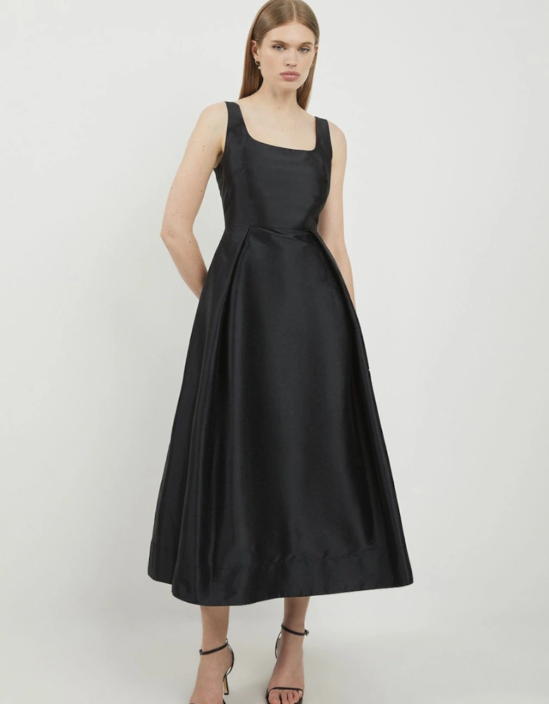 Lydia Millen Petite Taffeta Full Skirt Tailored Midi Dress