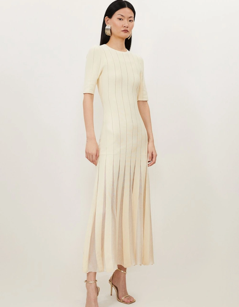 Petite Viscose Blend Filament Full Skirt Knit Midi Dress