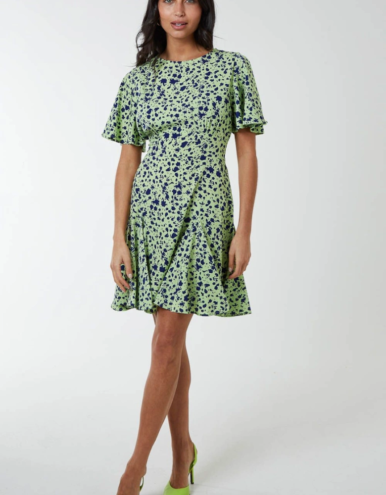 Godet Insert Mini Dress With Tie