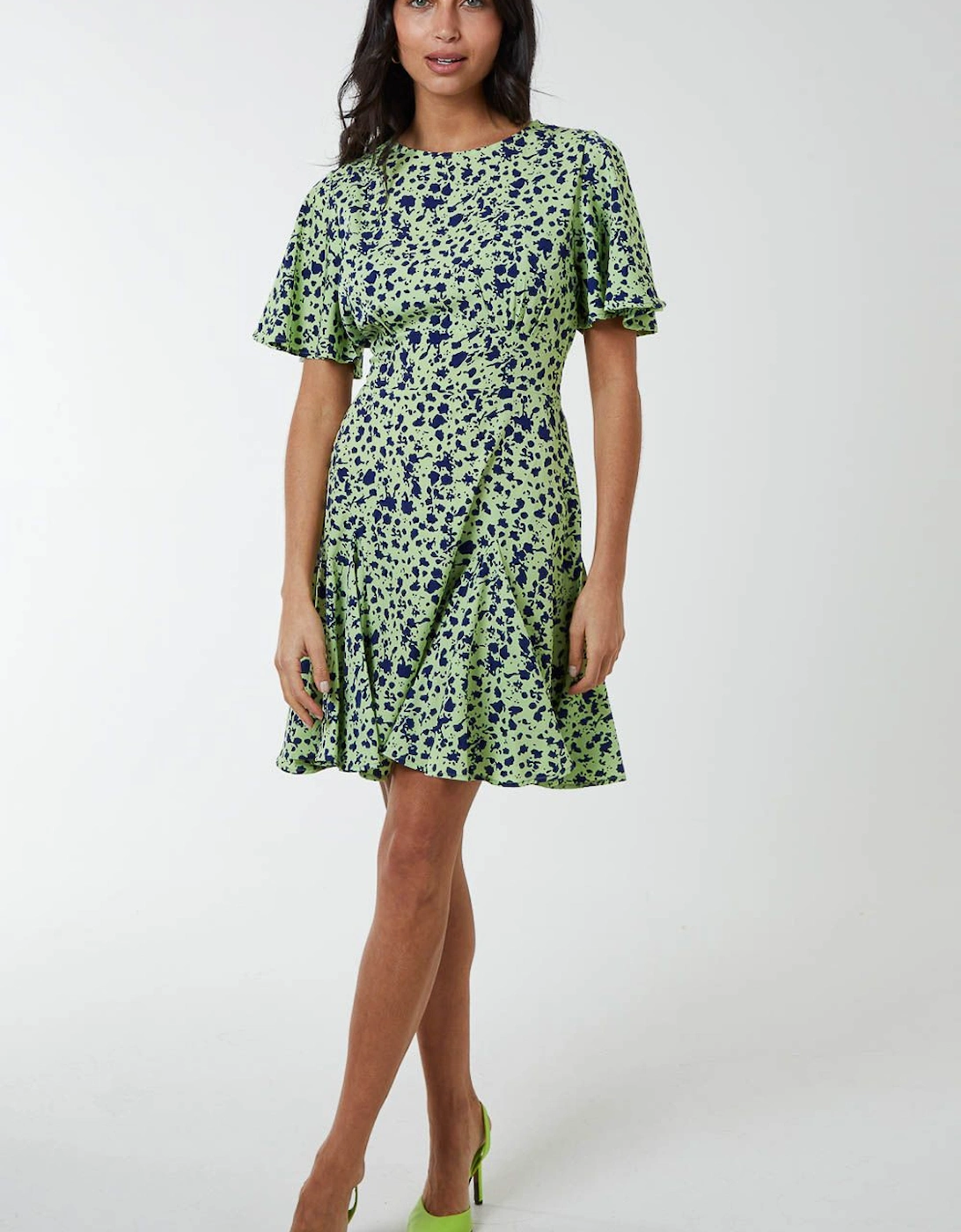 Godet Insert Mini Dress With Tie, 2 of 1