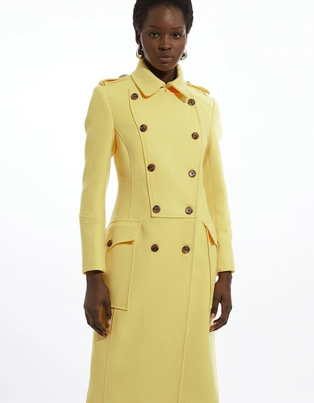 Petite Premium Italian Manteco Wool Military Midi Coat, 5 of 4