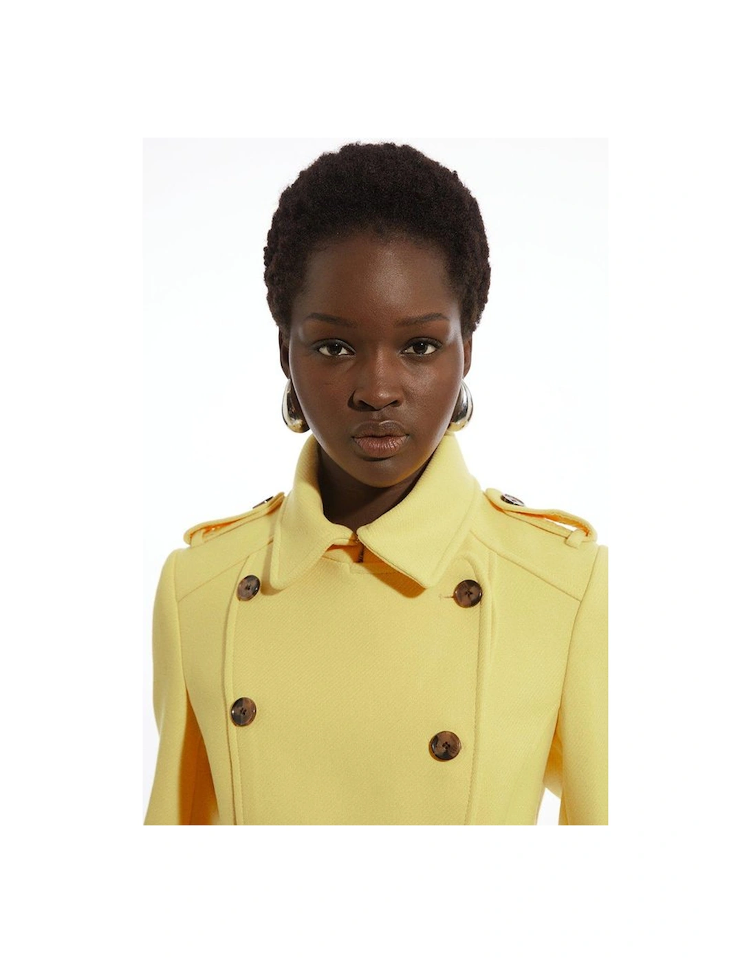 Petite Premium Italian Manteco Wool Military Midi Coat