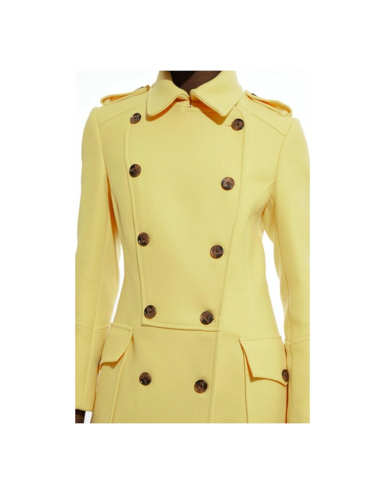 Petite Premium Italian Manteco Wool Military Midi Coat