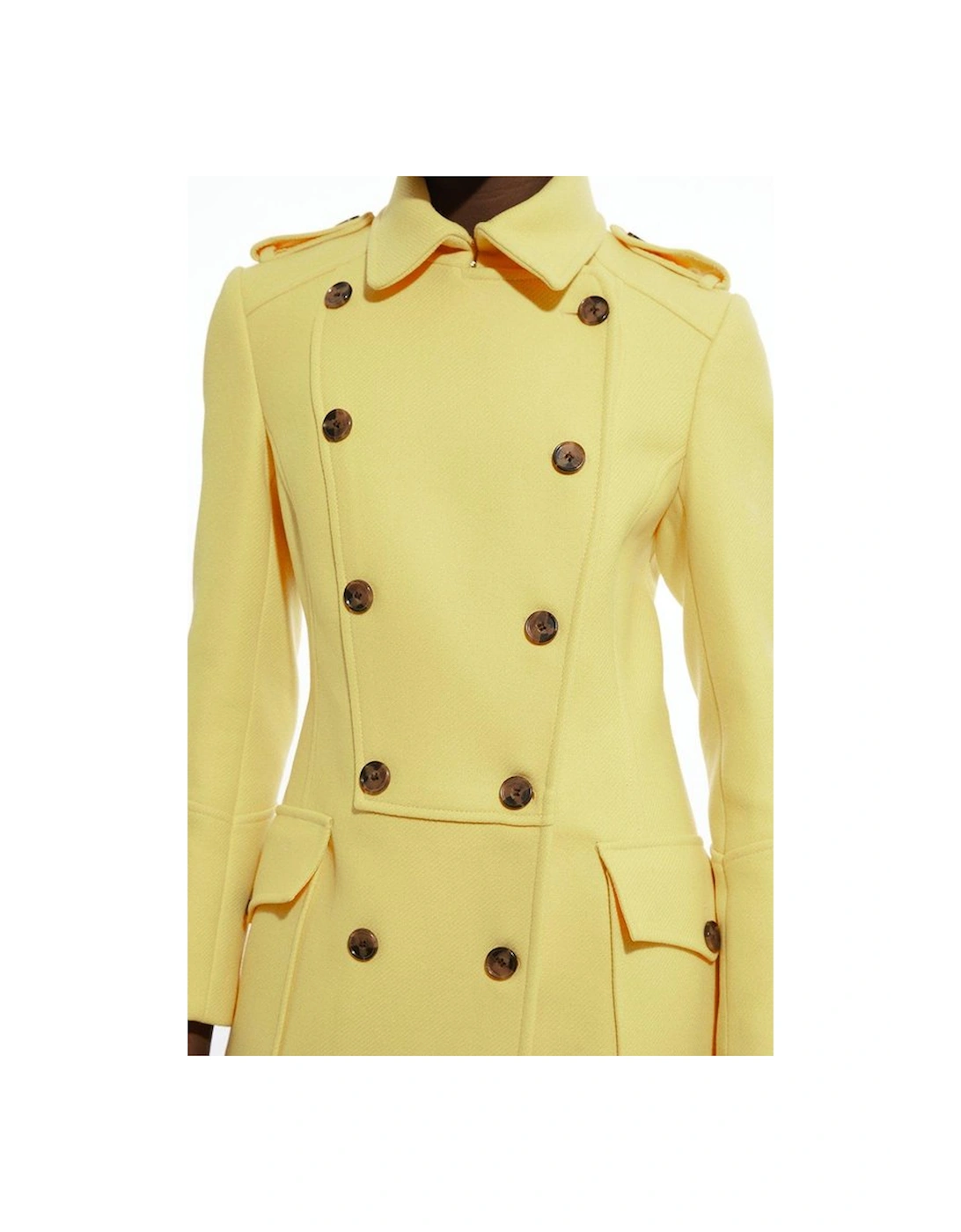 Petite Premium Italian Manteco Wool Military Midi Coat