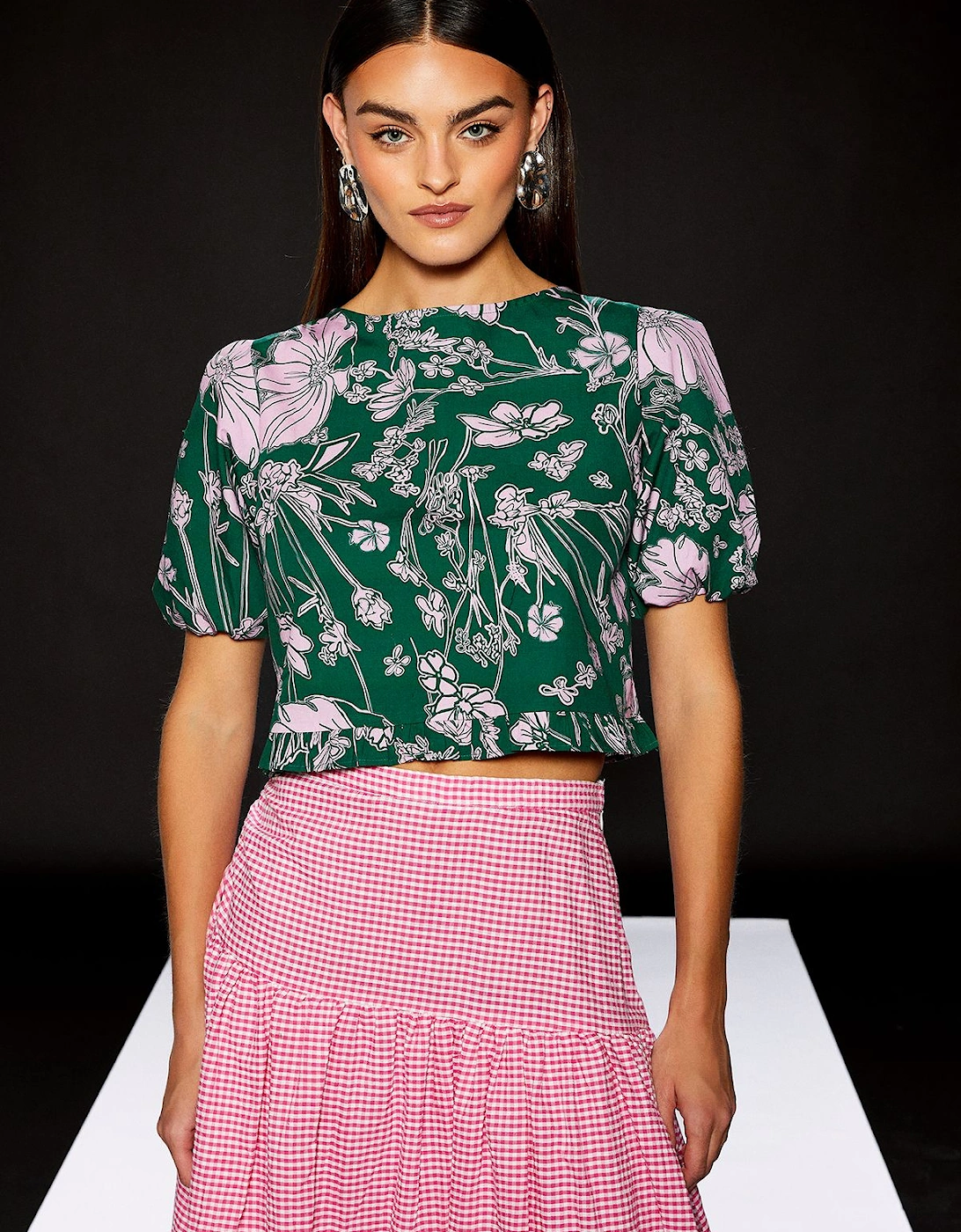 Printed Puff Sleeve Boxy Blouse, 2 of 1