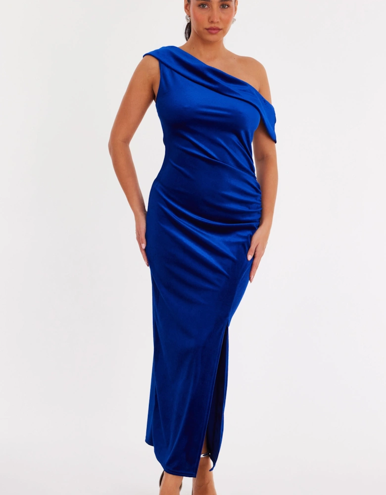 Royal Velvet One Shoulder Midaxi Dress