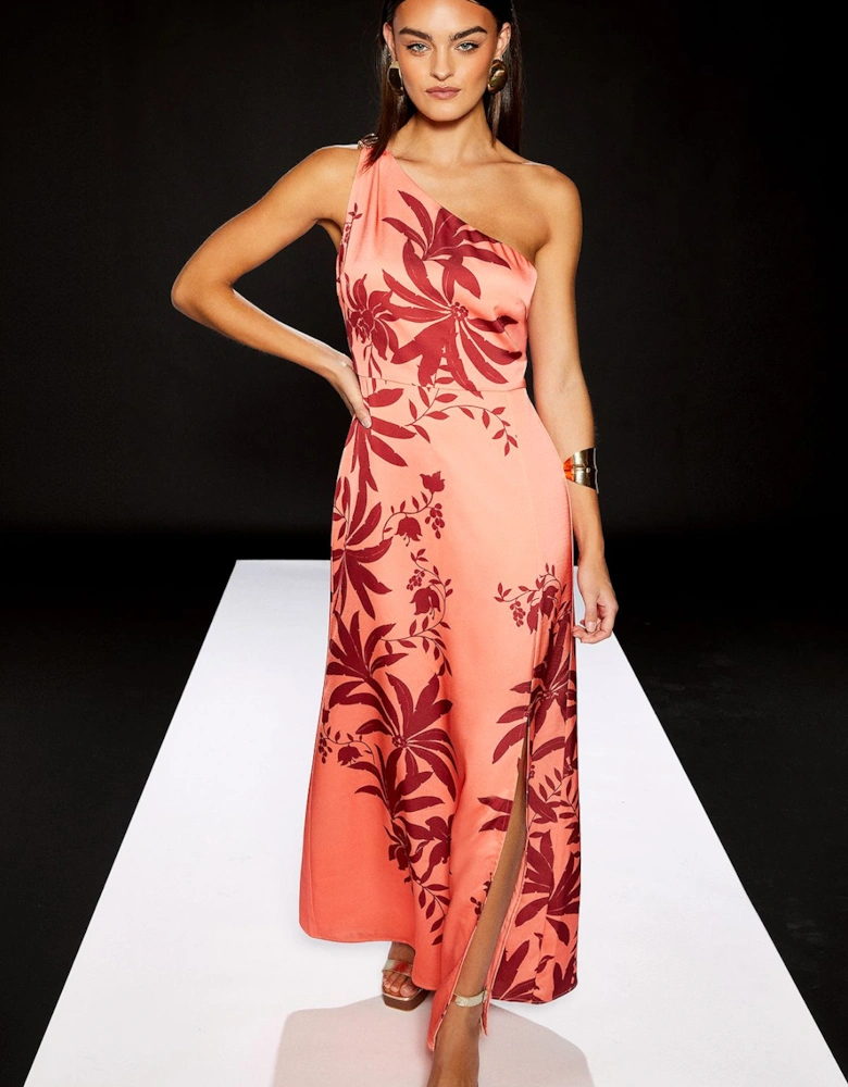 One Shoulder Satin Slip Dress