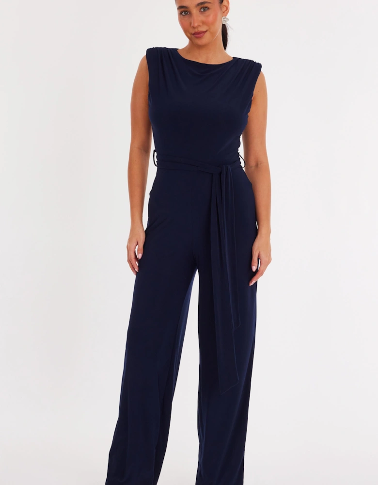Navy Tie Waist Jumpsuit