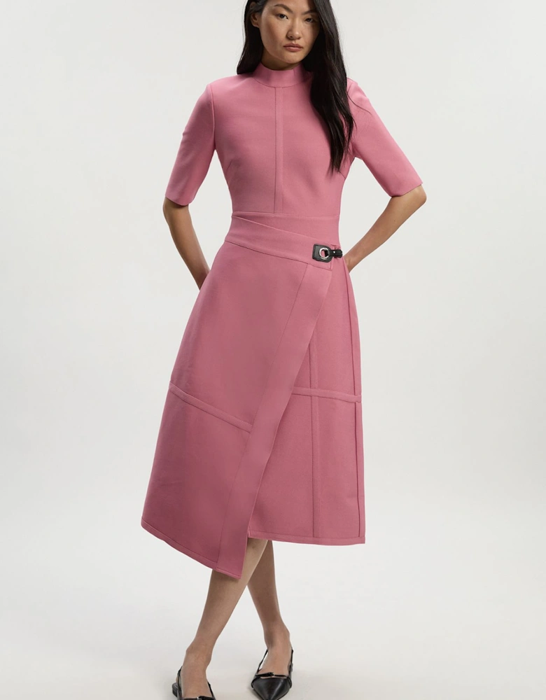 Petite Figure Form Bandage Asymmetric Knit Midi Dress
