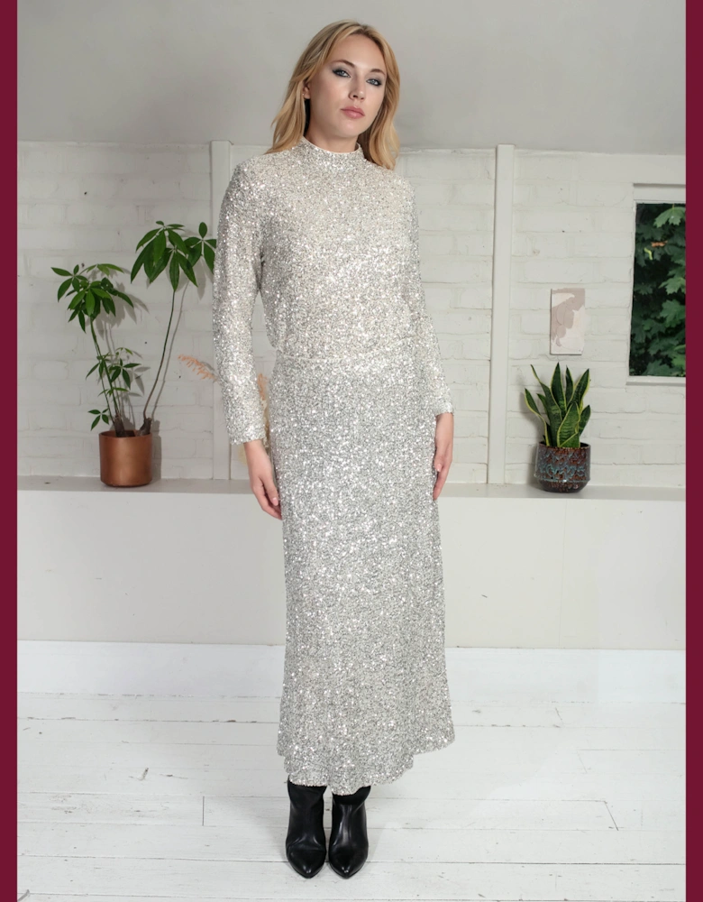 Philippa Sequin Skirt In Gold