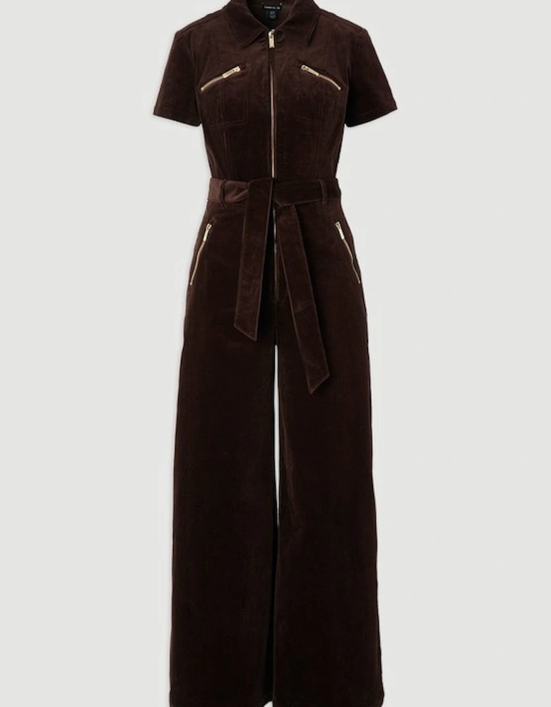 Stretch Cord Wide Leg Jumpsuit