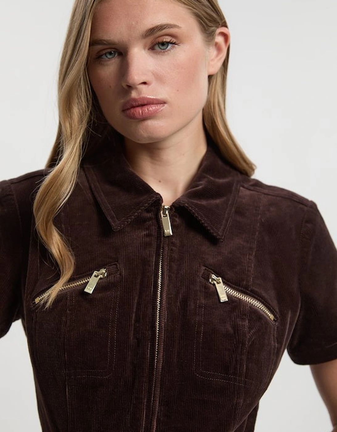 Stretch Cord Wide Leg Jumpsuit