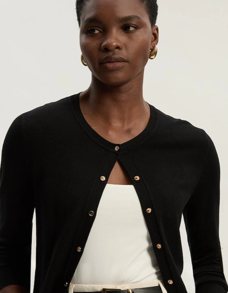 Viscose Blend Popper Knitted Cardigan