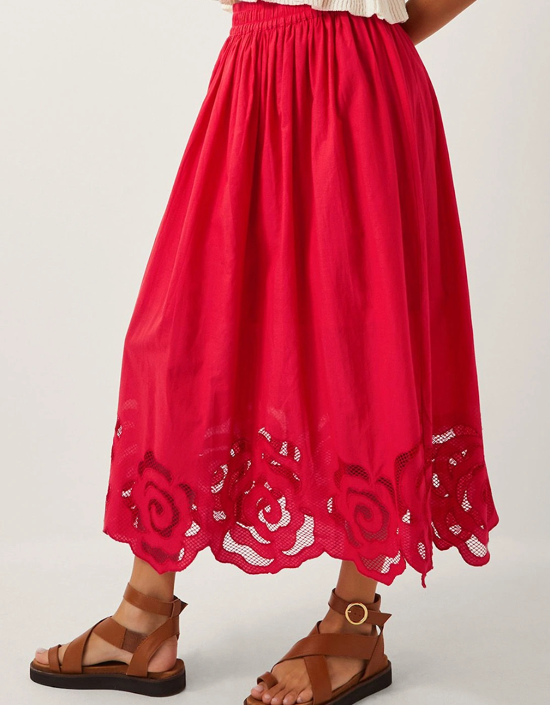 Grace Cutwork Midi Skirt  Red, 2 of 1
