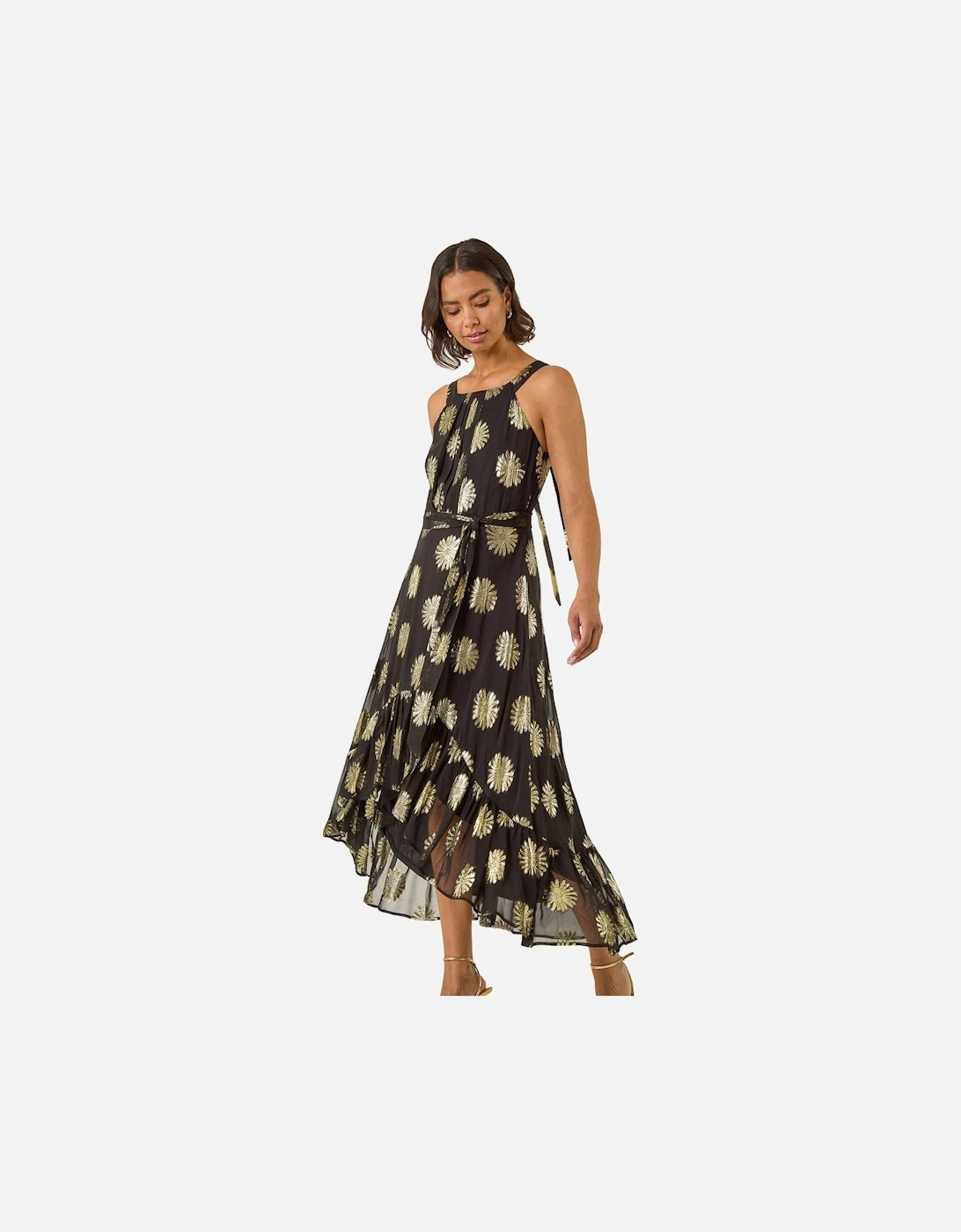 Floral Shimmer Halter Neck Dress, 2 of 1