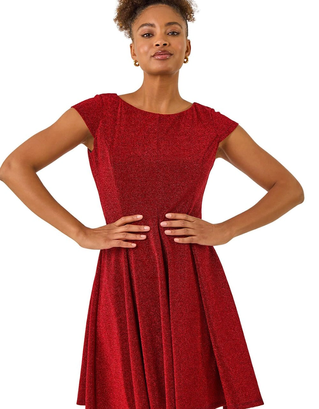 Metallic Stretch Flare Dress, 2 of 1